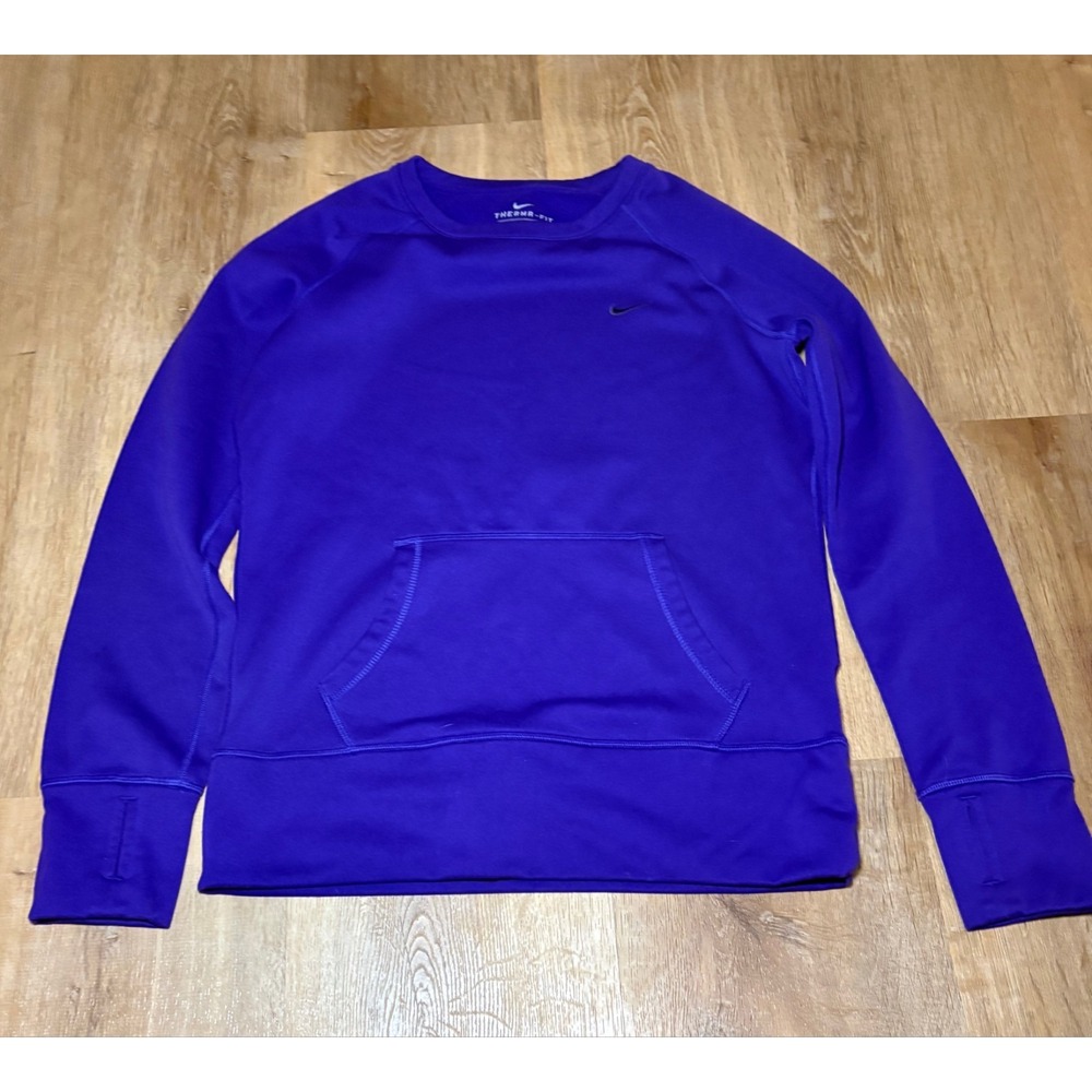NIKE Therma-Fit Womens CrewNeck Pullover Sweatshirt Purple Polyester Sz‎ M